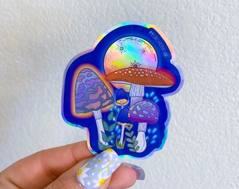 Glowing mushrooms sticker | mushroom  Sticker | Stickers for Hydroflask | forest sticker | holographic stickers | Waterproof stickers