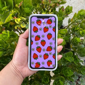 Purple Strawberry  Phone Wallpaper | flower Wallpaper | Digital Download | IPhone wallpaper | Digital Phone Wallpaper