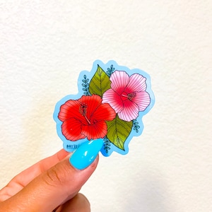 Hibiscus Sticker |Stickers for Hydroflask | Floral Stickers | laptop stickers | Waterproof Stickers | Tropical Stickers | Flower Stickers