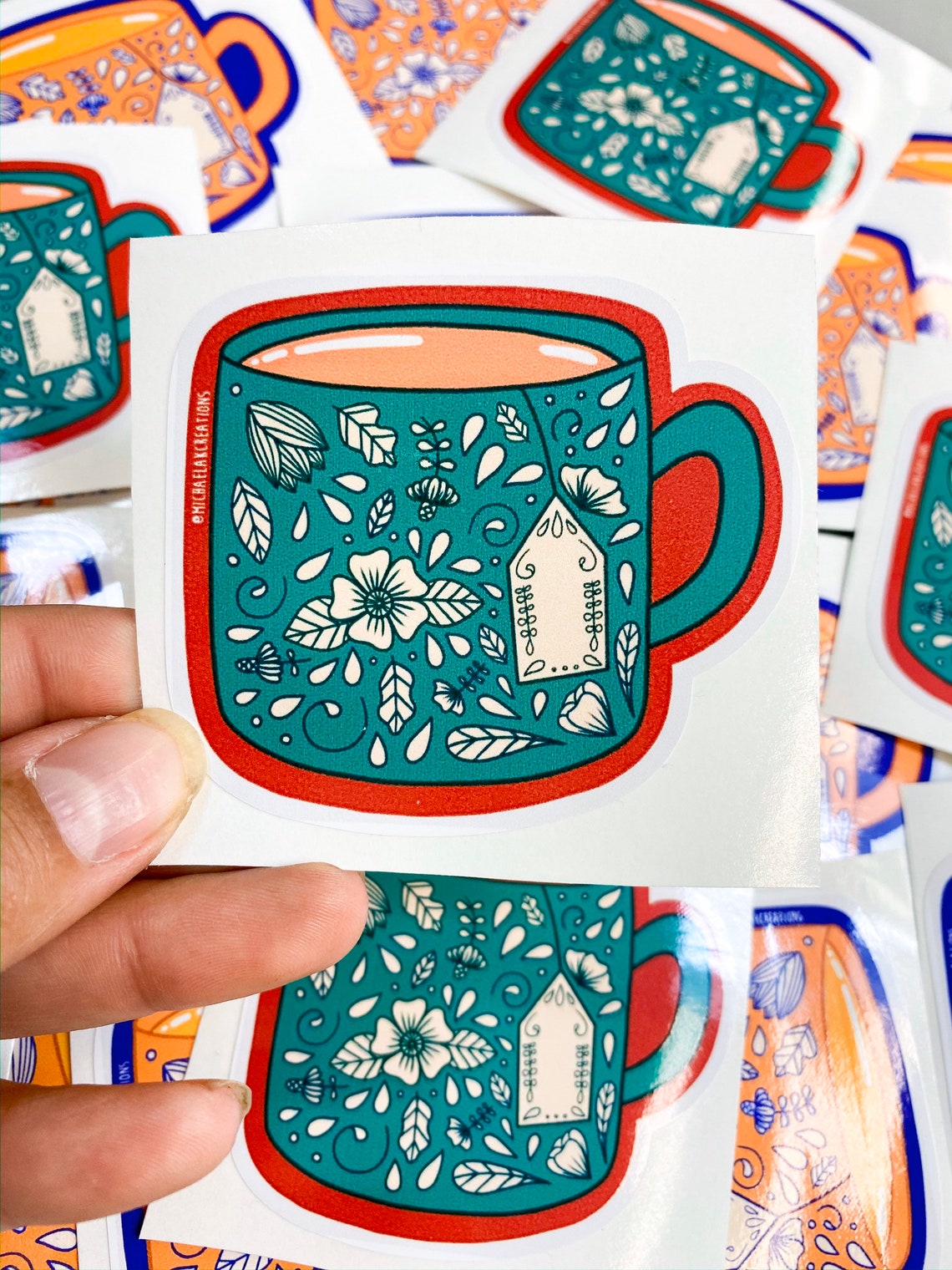 Tea Cup Vinyl Sticker laptop sticker Stickers for Etsy