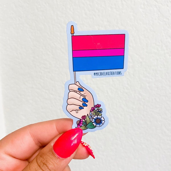 Bisexual Flag Sticker |Stickers for Hydroflask | Pride Stickers | laptop stickers | Waterproof Stickers | Flower Stickers | LGBTQIA+