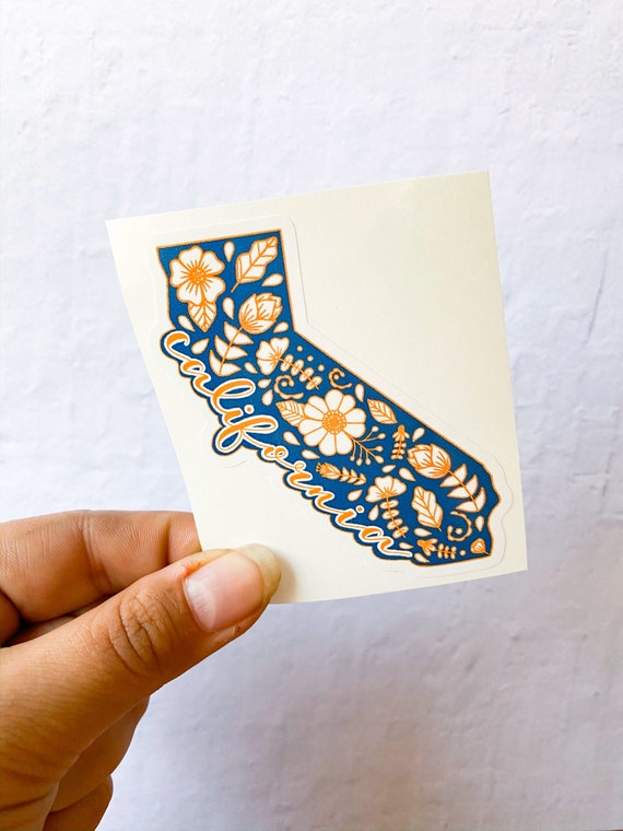 Floral California Vinyl Sticker | California Sticker | Stickers for Hydroflask | Laptop Stickers | Waterproof | Small Gifts for Her