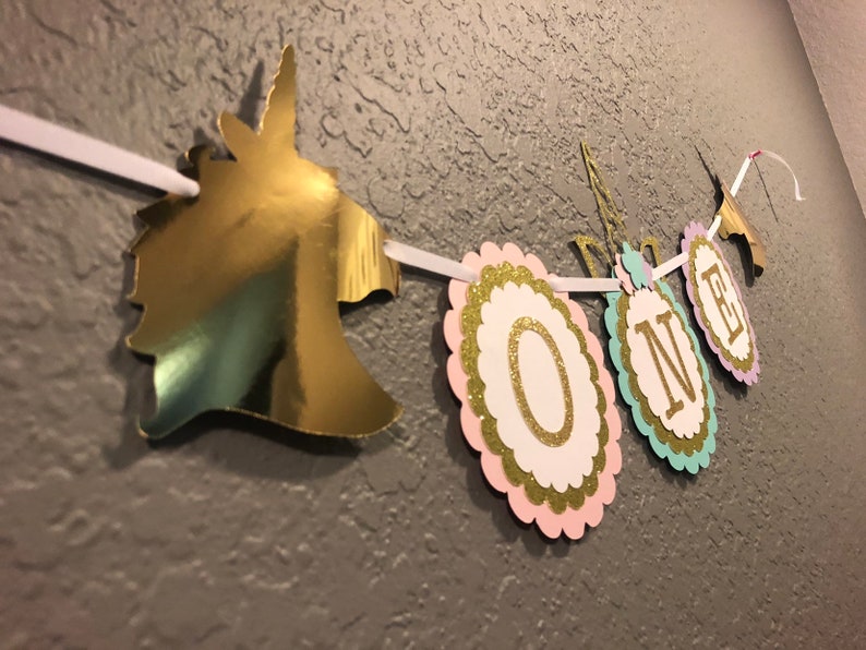 Unicorn Birthday Unicorn Banner Unicorn Party Unicorn One First Birthday Banner