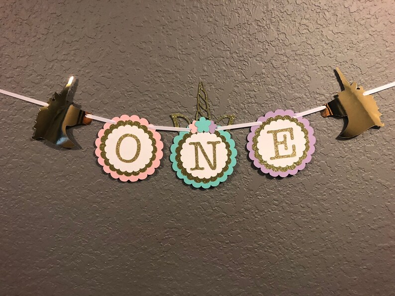Unicorn Birthday Unicorn Banner Unicorn Party Unicorn One First Birthday Banner