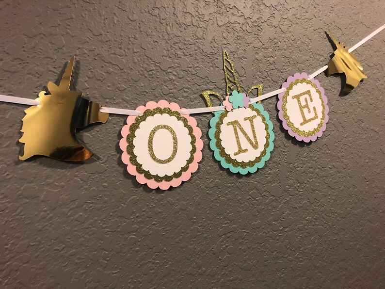 Unicorn Birthday Unicorn Banner Unicorn Party Unicorn One First Birthday Banner