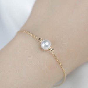 Akoya Pearl Bracelet - Gold Pearl Bracelet, Dainty Gold Bracelet, 14k 18k Gold Bracelet, Luxury Pearl Bracelet, Anniversary Pearl Gift