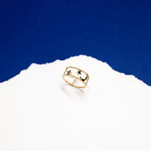 Mond und Stern Ring - 14k 18k solider Goldring, zierliche Stapelring, himmlischen Ring, benutzerdefinierte Goldschmuck, jeden Tag Ring, minimalistischen Goldring