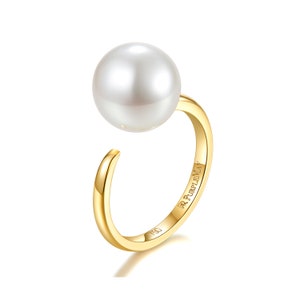 Anello con perla d&#39;oro - Anello con perla Akoya, Anello in oro massiccio 14k 18k, Anello con perla delicata, Anello con promessa personalizzato, Anello per anniversario, Anello in oro personalizzato