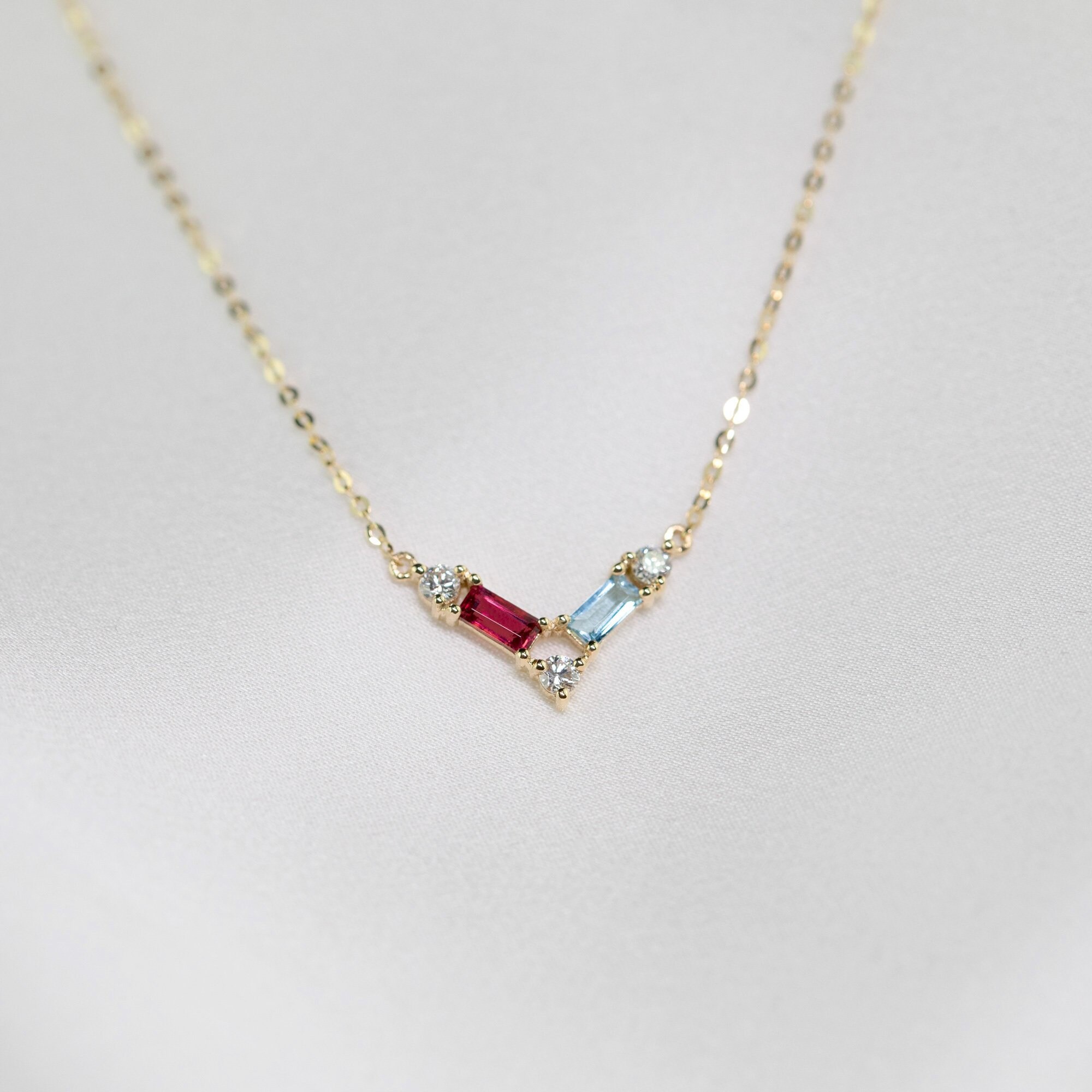 14k 18k Yellow Gold Multistone Tourmaline Necklace Pendant