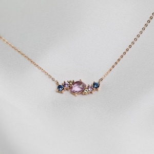 Handmade jewelry, 14k 18k Gold Sapphire Pendant Necklace, Dainty Sapphire Necklace, Stacking Stackable Necklace, Custom Gift, Purplemay P029