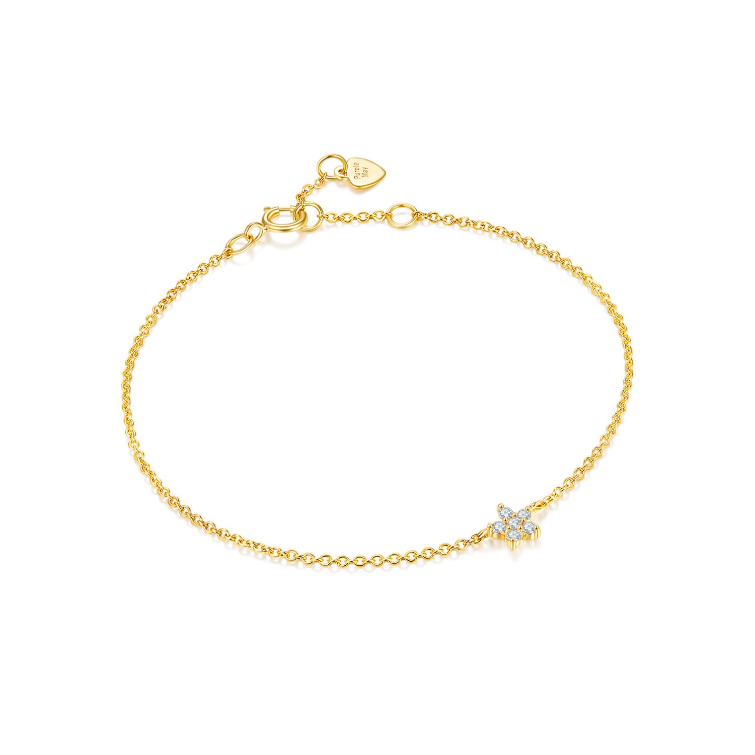 14k 18k Gold Diamond Flower Bracelet Dainty Bracelet Floral - Etsy ...