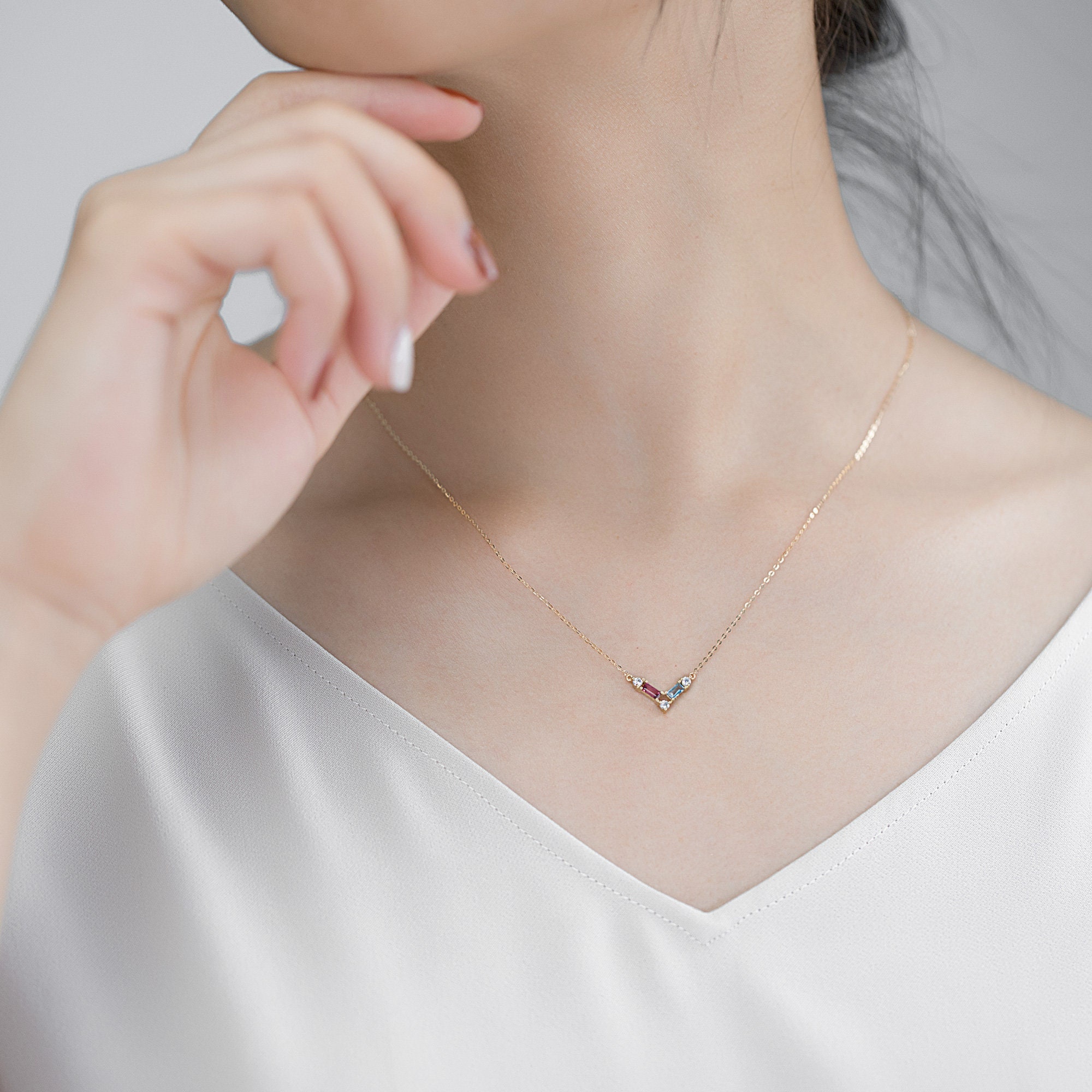 14k 18k Yellow Gold Multistone Tourmaline Necklace Pendant
