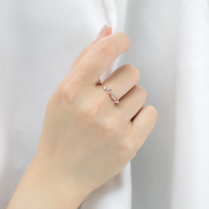 Trillion Cut Peach Morganite Ring, Diamond Ring, 14k 18k Gold, Personalized Wedding Ring, Anniversary Gift Custom Ring,Purplemay R086 image 8