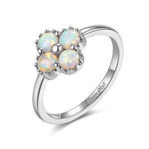 Handmade jewelry, 14k 18k Solid Rose Gold Australia Clover Opal Ring, White Opal engagement ring, Purplemay-R115 image 4