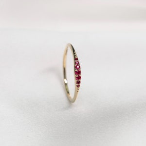 Handmade jewelry, 18K 14K Solid Gold Half Eternity Natural Ruby Ring, Stackable Wedding Band and Gift Ring Purplemay-R016-1 image 6