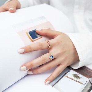 Trillion Cut Peach Morganite Ring, Diamond Ring, 14k 18k Gold, Personalized Wedding Ring, Anniversary Gift Custom Ring,Purplemay R086 image 10