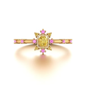 14k 18k Gold Antique Deco Yellow Diamond Ring, Gemstone Rings, Unique Wedding Ring, Dainty Ring, Engagement Ring,Purplemay-R059