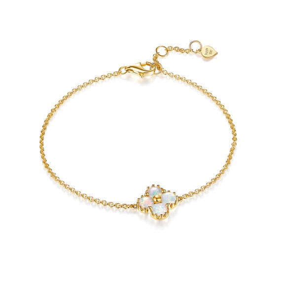 イエローゴールドオパールブレスレット、オーストラリアオパール、18K 