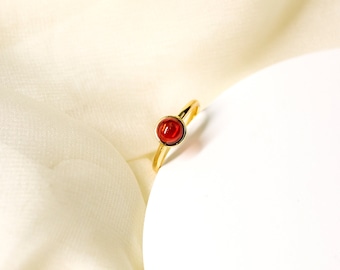 Handgemachter Schmuck, 18k 14k Solid Gold Roter Granat Stapelbarer Ring, Geburtsstein Ring, Geschenk Ring, Purplemay-R134-1