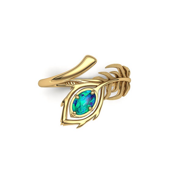 14 Karat Handmade Yellow Gold Diamond Ring With Krishna & Peacock Theme -  Etsy