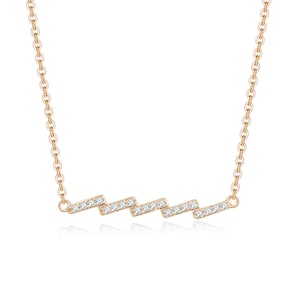 14k 18k White Gold Ladder-shaped Diamond Pendant Necklace, Stacking Necklace, Layering Necklace, Custom gift for her Purplemay P019