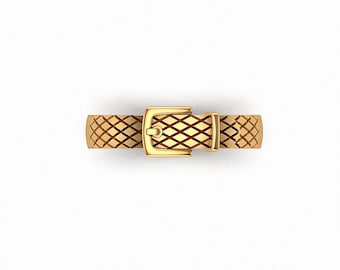May include: A gold-toned ring with a woven design and a buckle closure.