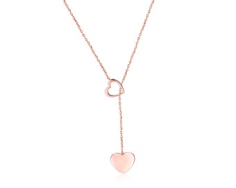 14k 18k Rose Gold Heart Pendant Necklace, Engraved Necklace, Name Necklace, Initial Pendant, Personalised Custom Gift, Purplemay P010