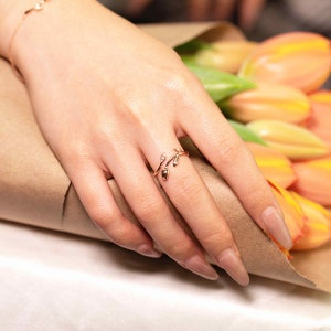TULIP GOLD RING, Rose 14k 18k Gold Diamond Ring, Dressing Ring, Rings for Women, Tulip Flower Anniversary Ring, Minimalist Best Friend Gift
