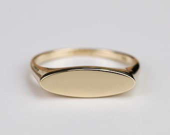 Personalized Letter Ring - Custom Signet Ring, 14k Solid Gold Engraved Ring, Custom Name Ring, Handmade Customize Ring, Elegant Gold Ring