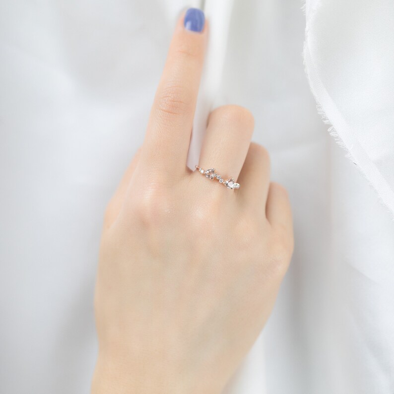 Trillion Cut Peach Morganite Ring, Diamond Ring, 14k 18k Gold, Personalized Wedding Ring, Anniversary Gift Custom Ring,Purplemay R086 image 9