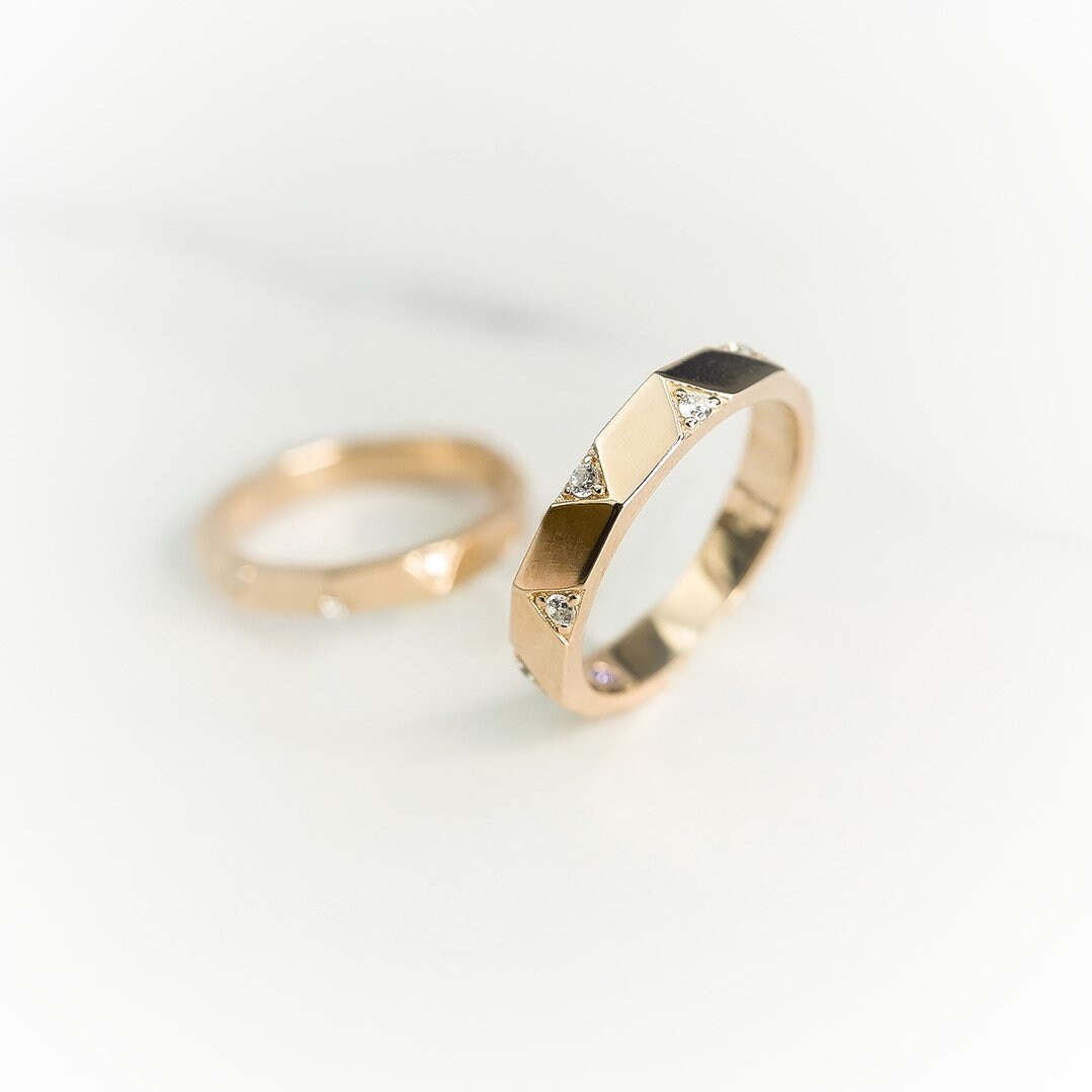 Handmade Jewelry AMAZE 14k 18k Solid Gold Couple Ring -  Israel