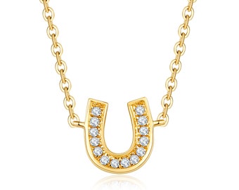 14k 18k Gold U Shape Diamond Pendant Necklace, Dainty Necklace, Stacking Necklace, Layrered Necklace Gift for her, Purplemay P014