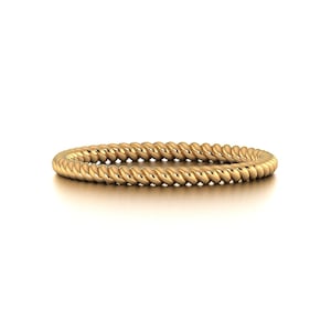 Anillo de cuerda trenzada de oro macizo de 14 k y 18 k, anillo de oro rosa, apilable, anillo, anillo apilable, alianza de boda apilable trenzada, Purplemay-R019