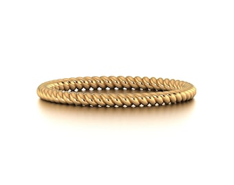 14k 18k Solid Gold Twisted Rope Ring,  Rose Gold ring, Stackable,Ring,Stacking Ring,  Braided Stacking Wedding Band, Purplemay-R019