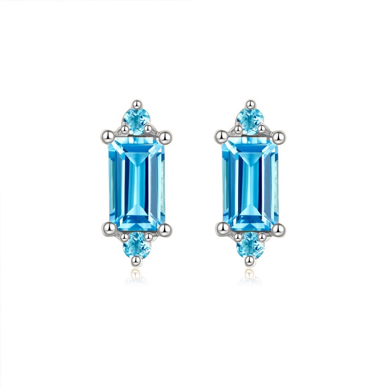 Gemstone Earring Colourful Sapphire Stud Personalised Custom Gift 14k 18k Yellow Gold Aqua Topaz Stud Earring Purplemay E023