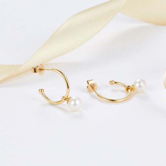 Handmade Jewelry Pearl Stud Hoop Earrings Dainty Earrings