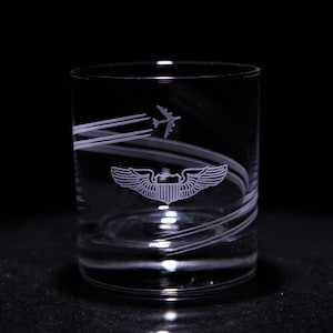 B-52 Stratofortress Contrails with Pilot Wings Rocks Glass