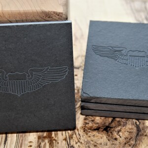 USAF Pilot Wings, Slate Coasters, Set of 4