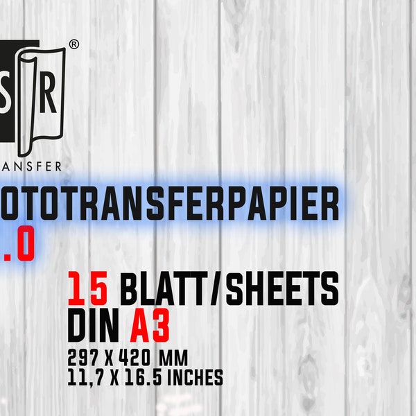 NEW SR-Transferpaper 2.0 without scratching and rubbing DIN A3 (11.7 x 16.5 inches)