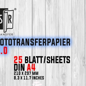 NEW SR-Transferpaper 2.0, 25 sheets, 8.3 x 11.7 inches (A4)