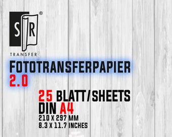 NEW SR-Transferpaper 2.0, 25 sheets, 8.3 x 11.7 inches (A4)