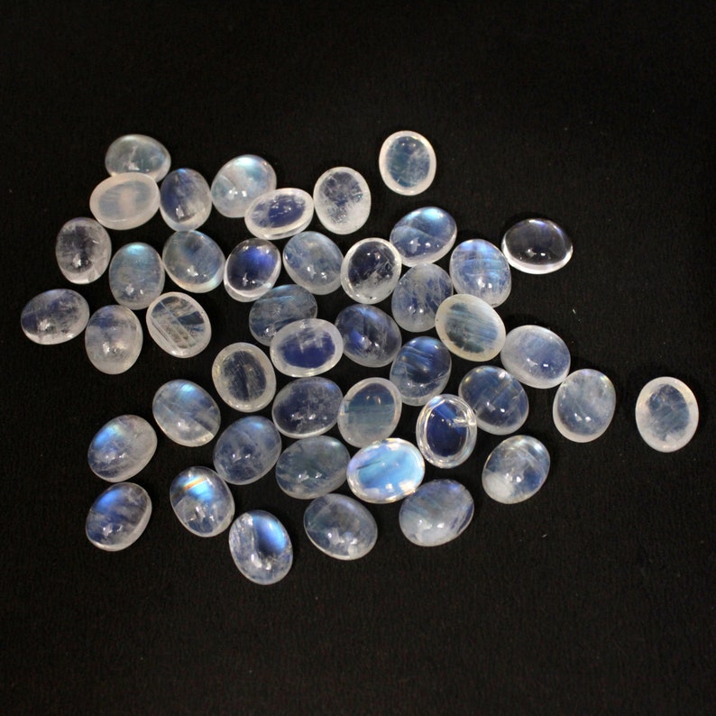 Cabochon Rainbow moon stone 8*10 mm 100 Piece Oval Semi precious stone Loose Gemstone RBMS