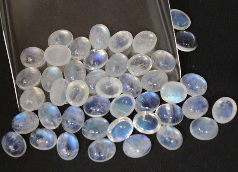 Cabochon Rainbow moon stone 8*10 mm 100 Piece Oval Semi precious stone Loose Gemstone RBMS