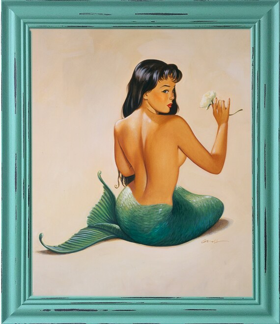 Mermaid Pin up Artist Signed Print Good Girl Nostalgia Retro - Etsy