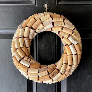 Wine Cork Wreath, Large Size, Handmade, Recycled Corks in Spiral Pattern, Any Occasion Gift For A Wine Lover, Bar Decoration, Outdoor/Indoor