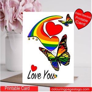 Printable LGBTQ pride Card, Print your own I Love you Card make that someone day perfect with this do it yourself Printable Card