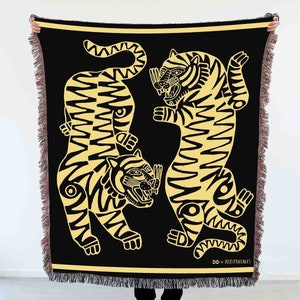 Tiger Loop Tapestry By Asis Percales Art Blanket / Gobelin / Throw Blanket / Woven Wall Hanging / Cat / Cats / Lions / Lion