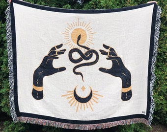 Fortune Snake Art Blanket By Daphna Sebbane Tapestry / Gobelin / Throw Blanket / Woven Wall Hanging