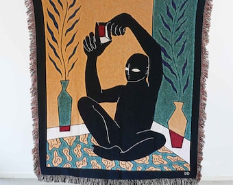 Woven Art Blanket: 'Make Your Own Vision' by Lena Macka (50x60 inch)