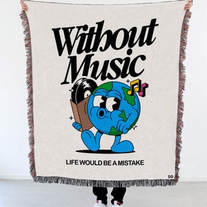 Music Quote Woven Throw Blanket: Earth Vinyl Art (50x60 inch)